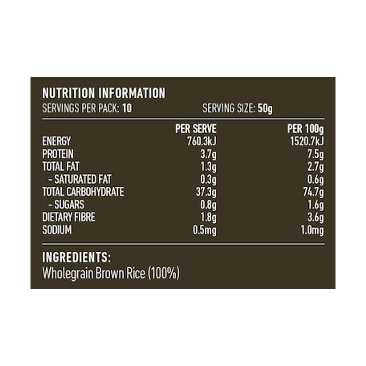 Lotus Rolled Rice Flakes 500g rear label and nutrition information panel