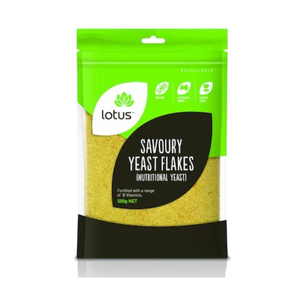Lotus Savoury Yeast Flakes 500g front pack on white background