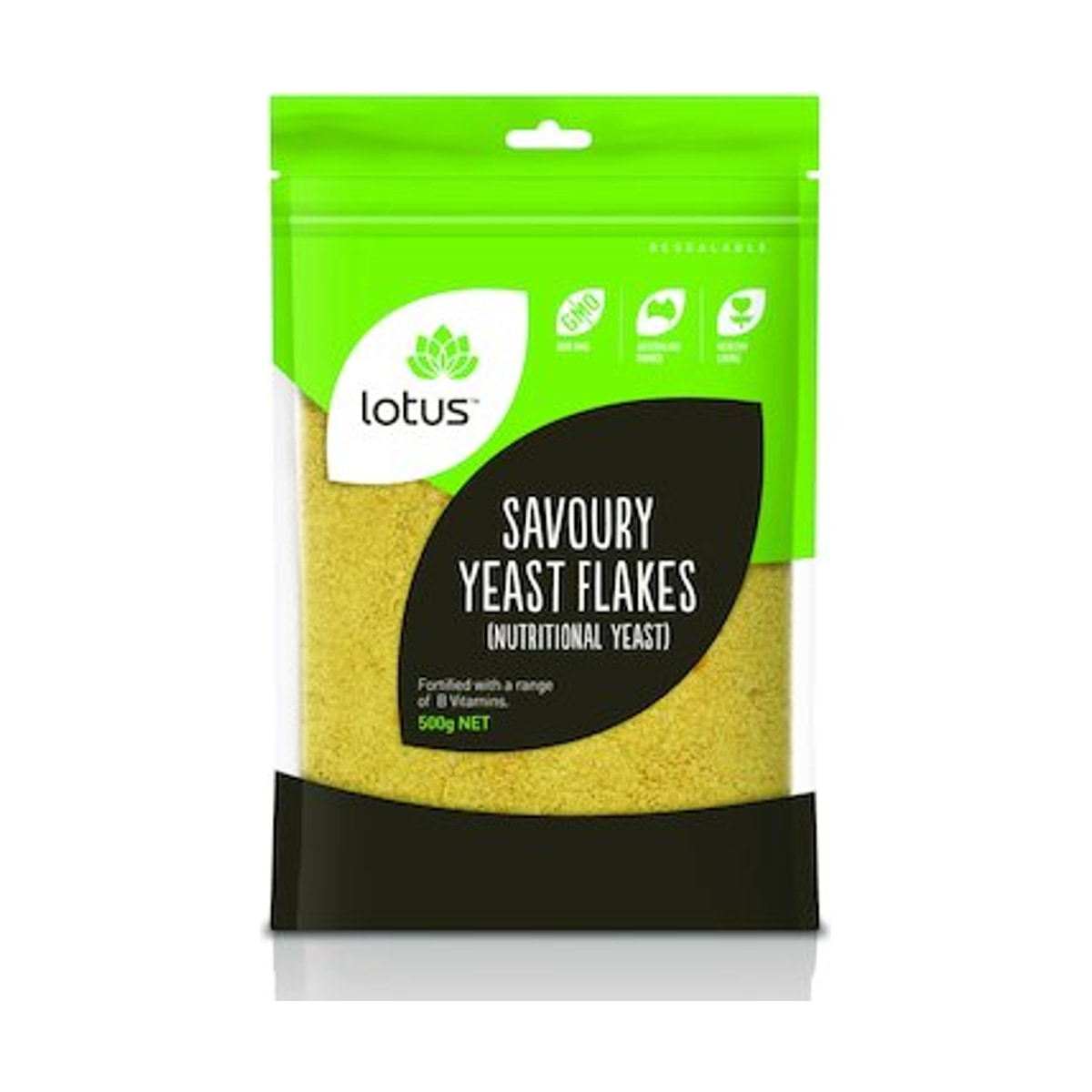 Lotus Savoury Yeast Flakes 500g front pack on white background