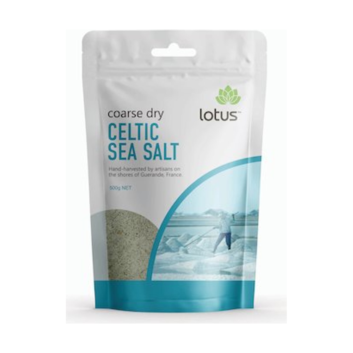 Lotus Sea Salt Celtic Coarse Dry 500g front pack on white background