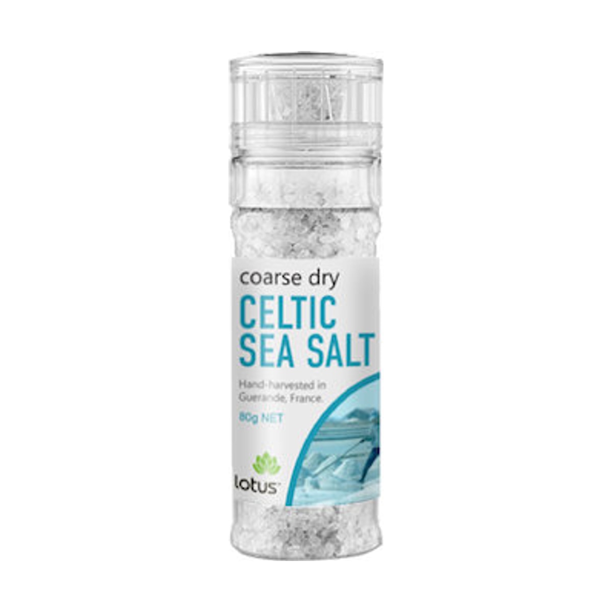 Lotus Sea Salt Celtic Coarse Dry (Grinder) 80g front pack on white background