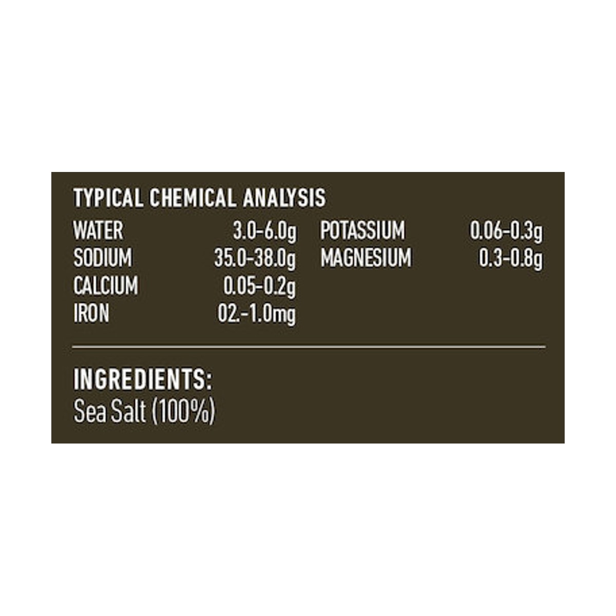 Lotus Sea Salt Macrobiotic Fine 500g rear label and nutrition information panel