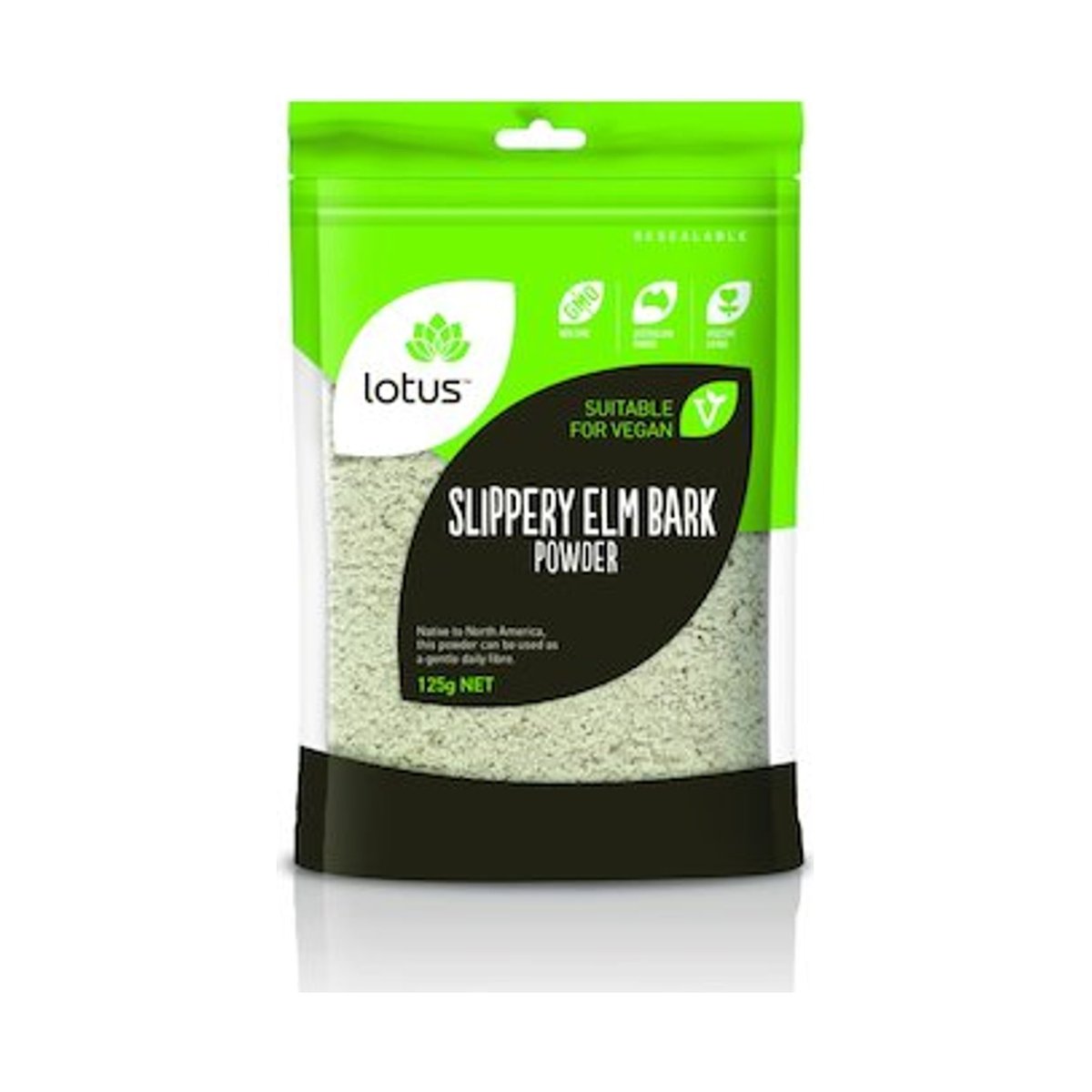 Lotus Slippery Elm Bark Powder 125g front pack on white background