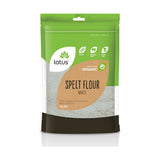 Lotus Spelt Flour White Organic 1kg front pack on white background