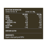 Lotus Spelt Flour White Organic 1kg rear label and nutrition information panel