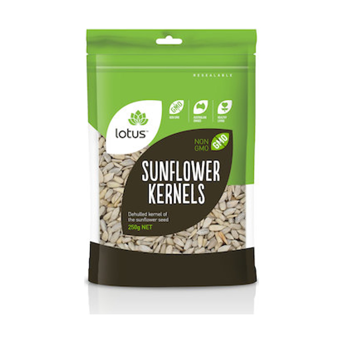 Lotus Sunflower Kernels 250g front pack on white background