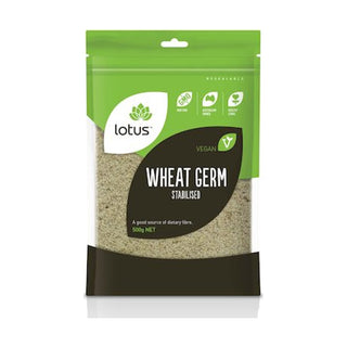 Lotus Wheat Germ Stabilised 500g front pack on white background