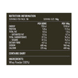 Lotus Whey Powder 500g rear label and nutrition information panel