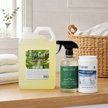 Low-Tox Laundry Essentials Bundle with Kin Kin laundry liquid, Koala Eco stain spray and Abode laundry soaker