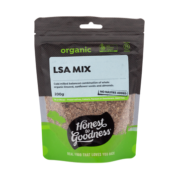 Honest to Goodness Organic LSA 200g front pack on white background