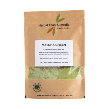 Herbal Teas Australia Organic Matcha Green Tea Powder 50g front pack on white background