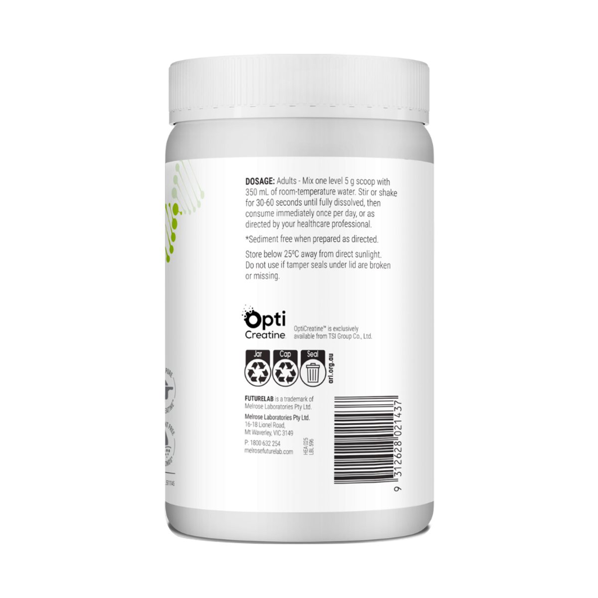 Melrose FutureLab Ultra Pure Creatine 300g side packshot