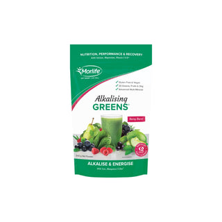 Morlife Alkalising Greens® Berry Burst 200g front pack on white background