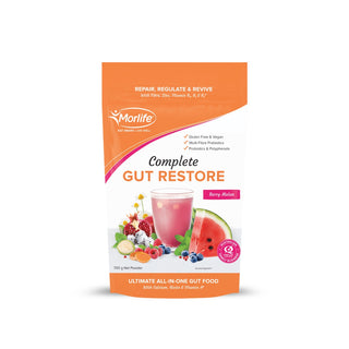 Morlife Complete Gut Restore Berry Melon front pack on white background