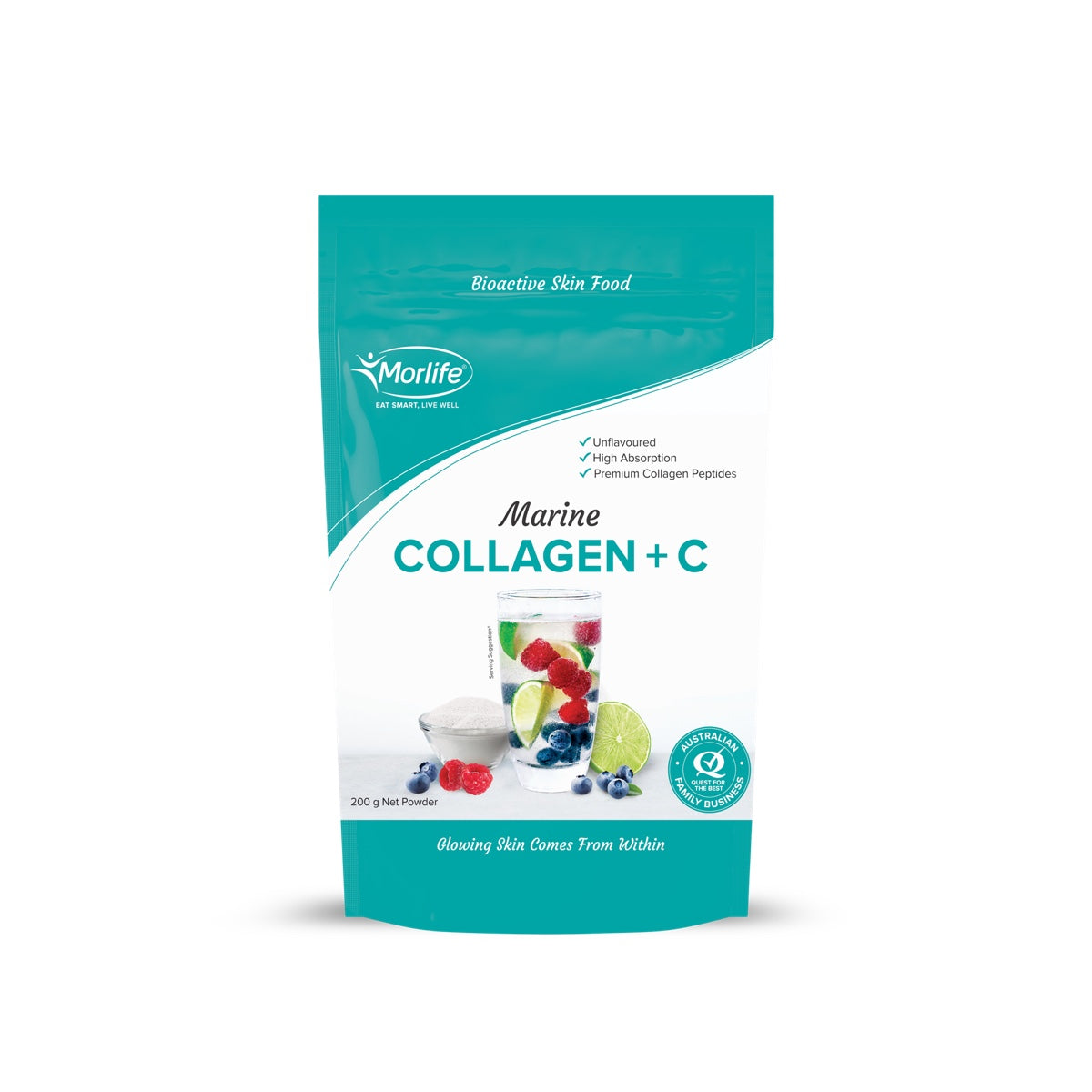 Morlife Marine Collagen + C 200g front pack on white background