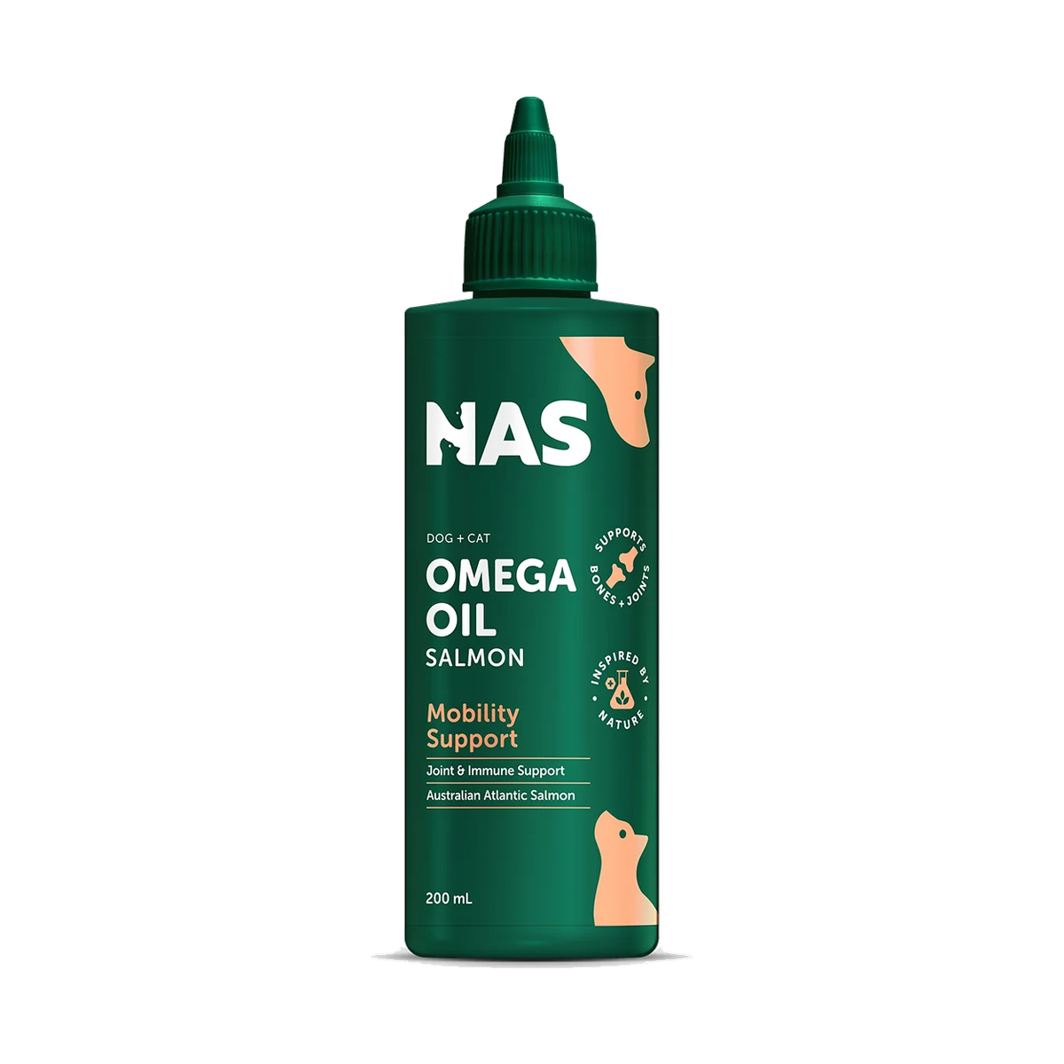 Natural Animal Solutions Salmon Omega Oil 200ml – front bottle