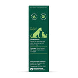 NAS Itchy Scratch Skin & Paw Spray for Dogs and Cats 100ml back label with ingredients and feeding guide