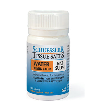 Schuessler Tissue Salts Nat Sulph Water Eliminator 125 Tablets — front bottle on white background