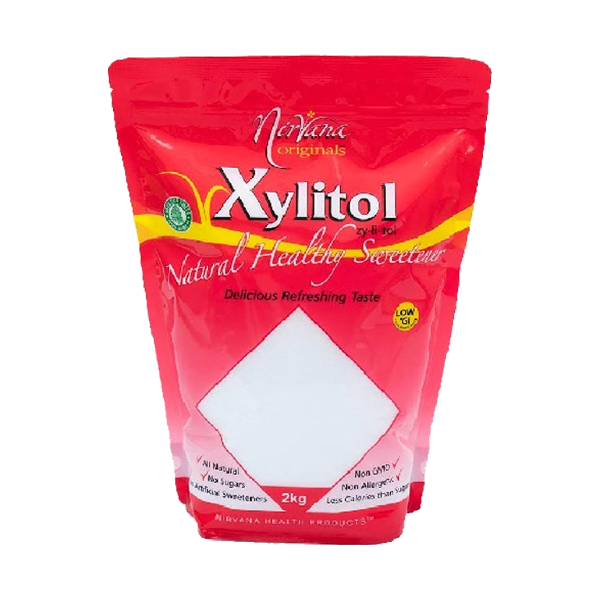 Nirvana Originals Xylitol 2kg resealable pouch, front view