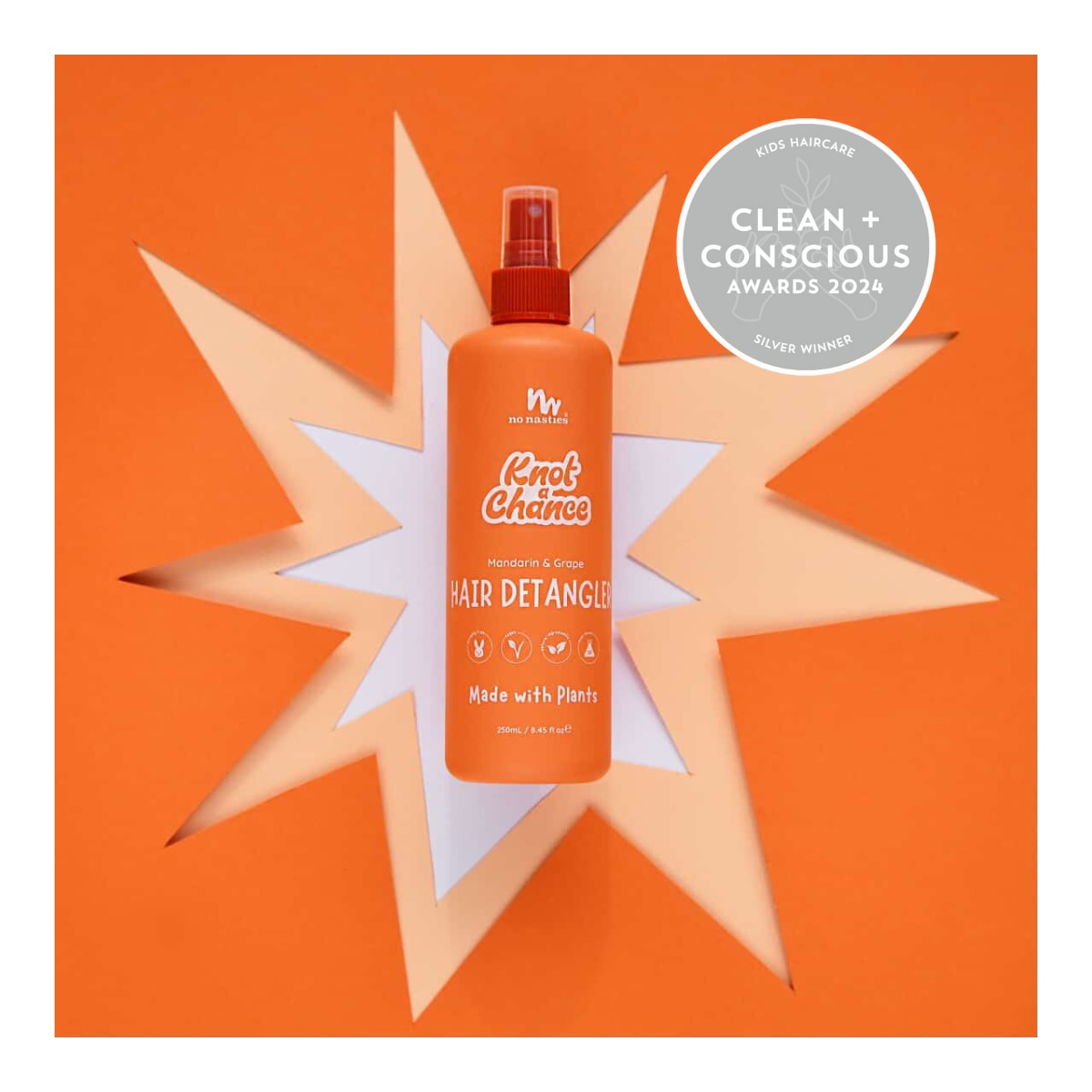 No Nasties Kids Hair Detangling Spray Mandarin & Grape 250ml