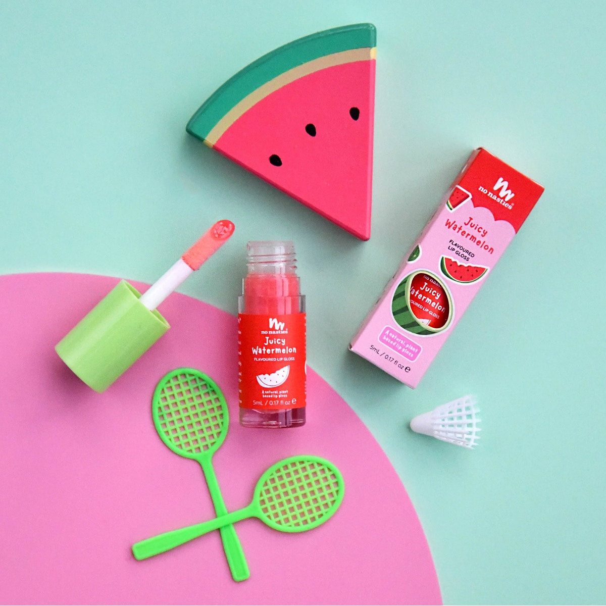 No Nasties Kids Lip Gloss Wand Juicy Watermelon 5g
