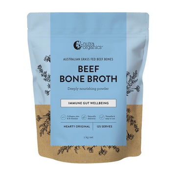 Nutra Organics Beef Bone Broth Hearty Original 1kg front pack