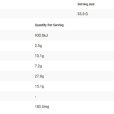 Well & Good Raspberry Coconut Slice Mix nutrition panel