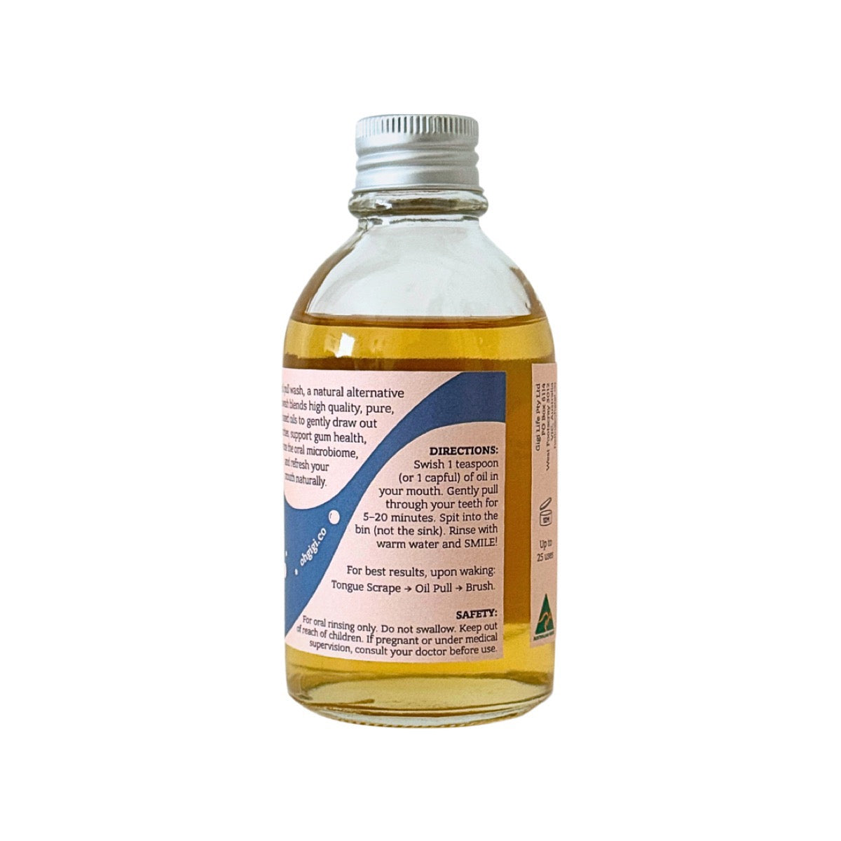 ohGiGi Oil Pull Minty Wash 150ml directions label