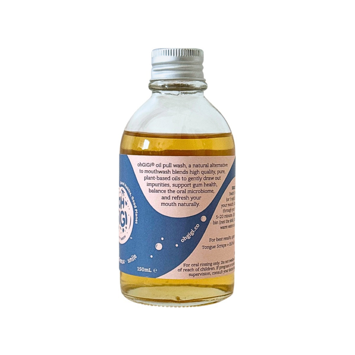 ohGiGi Oil Pull Minty Wash 150ml side label