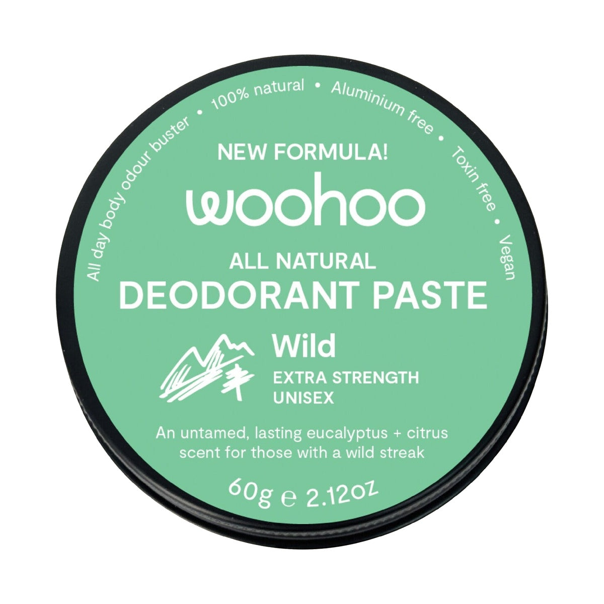 Woohoo Wild Natural Deodorant Paste 60g tin – front