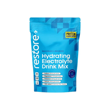 Protein Supplies Australia Restore Electrolyte Drink Mix 240g Blue Raspberry packshot on white background