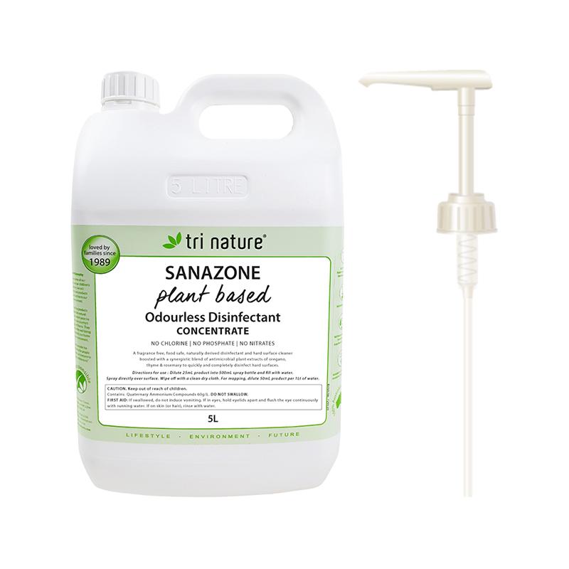 Tri Nature Sanazone Odourless Disinfectant Concentrate Bulk with pump 5L product image