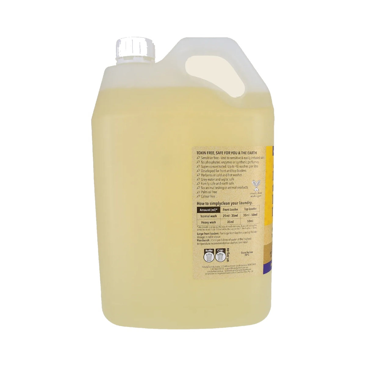 Simply Clean Laundry Liquid Lemon Myrtle 5L side product image