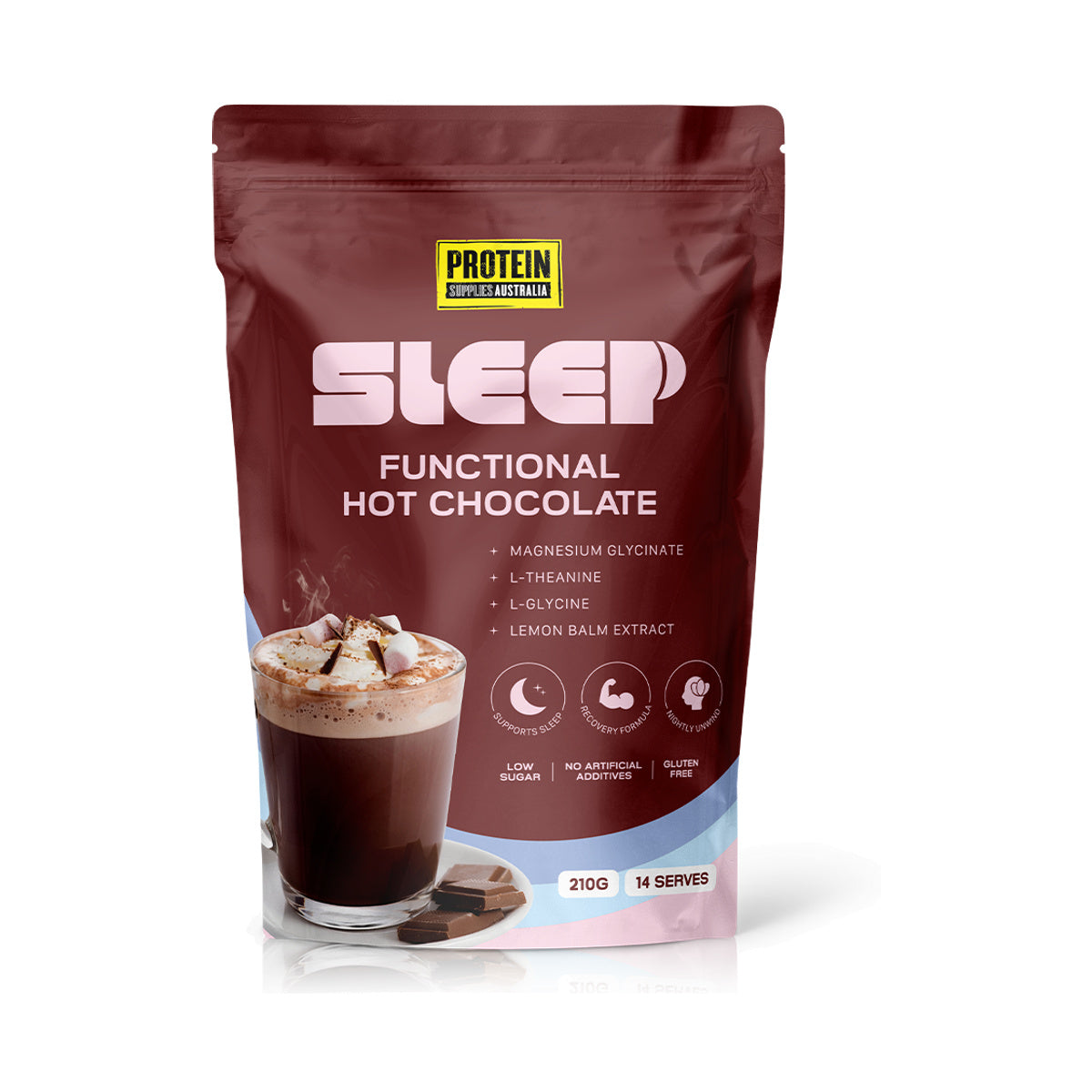 Protein Supplies Australia Sleep Functional Hot Chocolate 210g pouch front