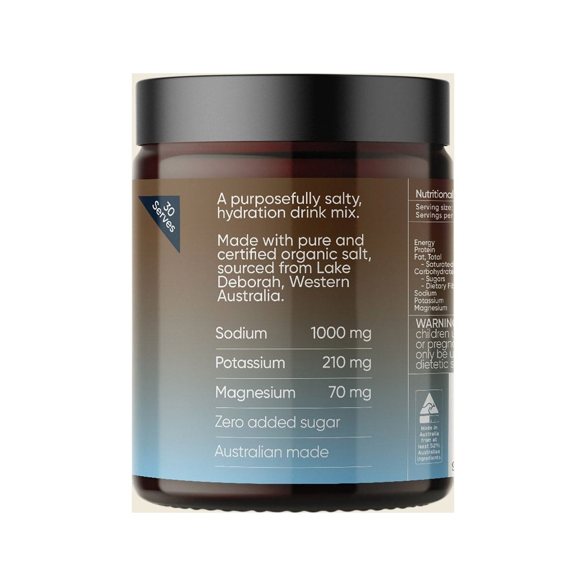 Sodii Everyday Hydration Salts Salty Chocolate 185g right label