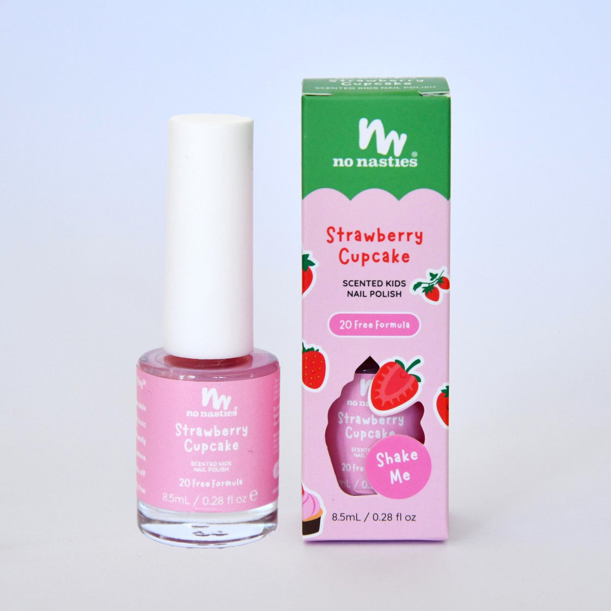 No Nasties Kids Scented Nail Polish Strawberry Cupcake 8.5ml — bottle and carton
