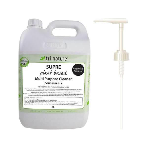 Tri Nature Supre Grapefruit &amp; Palmarosa Multi Purpose Cleaner Concentrate Bulk with pump 5L