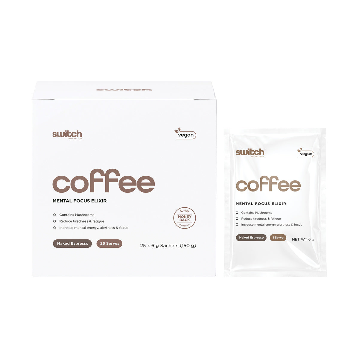 Switch Nutrition Coffee Mental Focus Elixir Naked Espresso 25 Pack product packshot