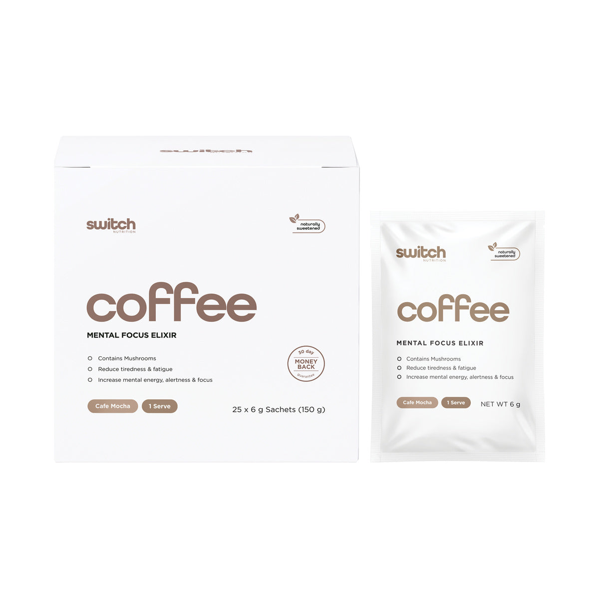 Switch Nutrition Coffee Mental Focus Elixir Cafe Mocha 25 Pack product packshot