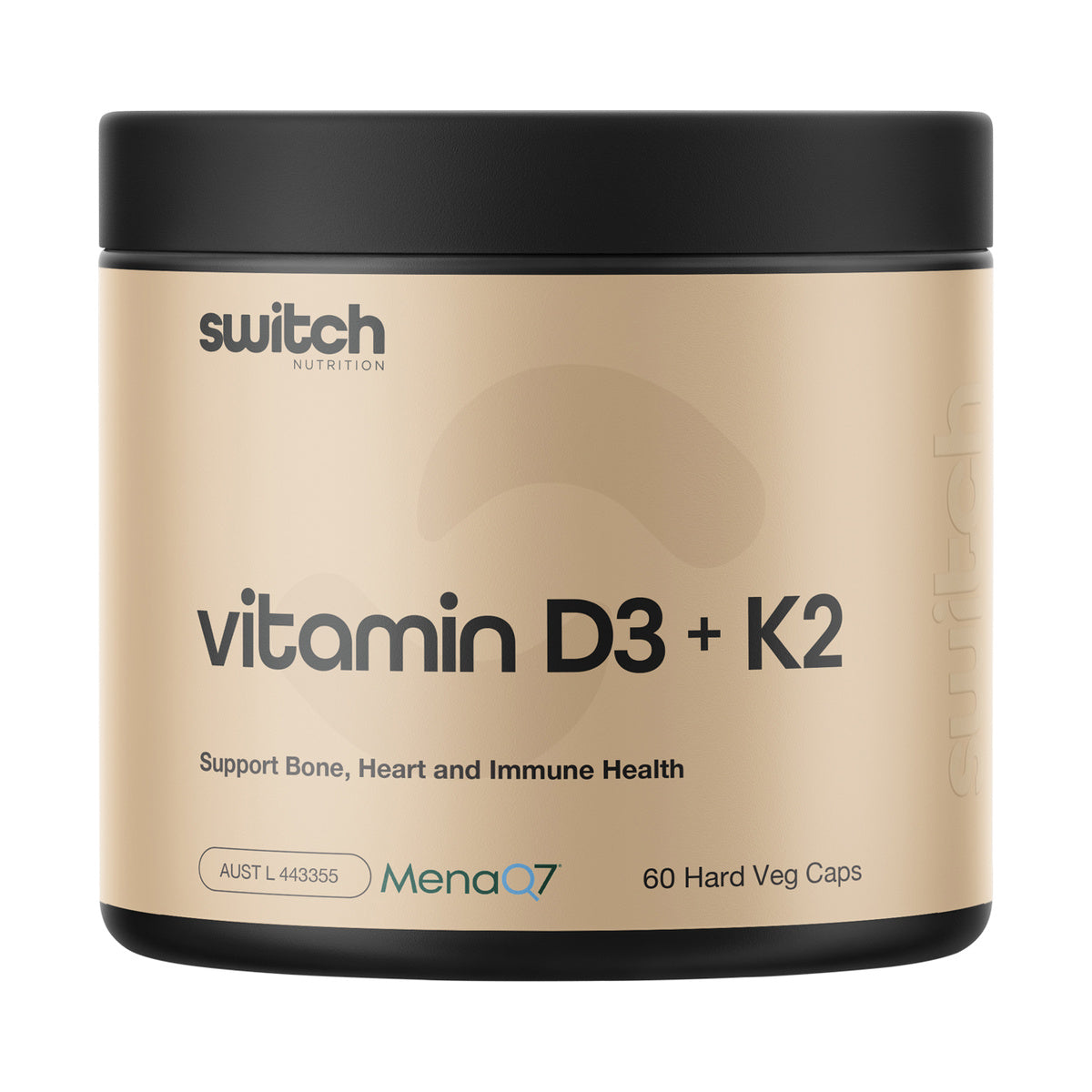 Switch Nutrition Vitamin D3 + K2 60 Capsules product packshot