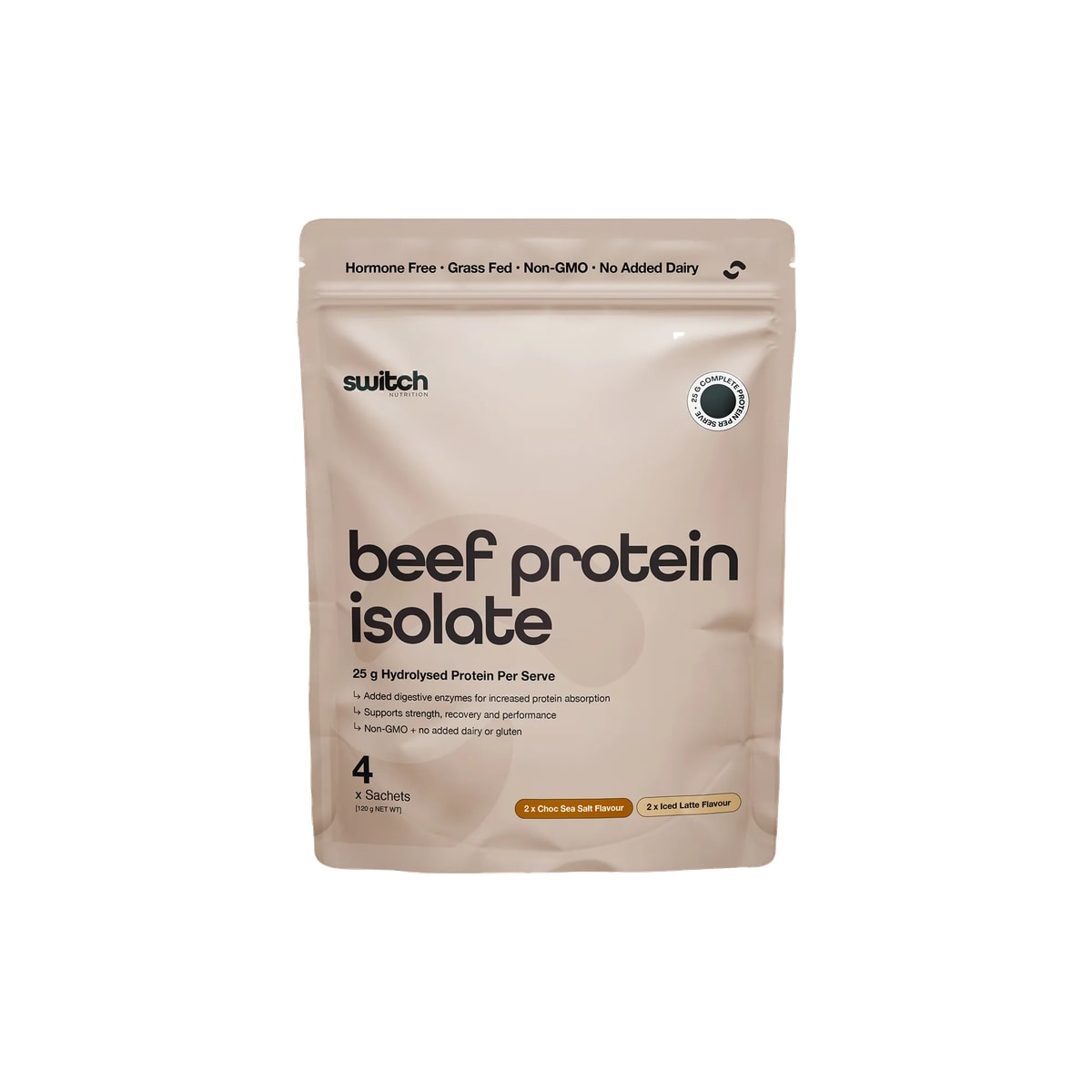 Switch Nutrition Beef Protein Isolate Sample Pouch 4x30g supplier front image