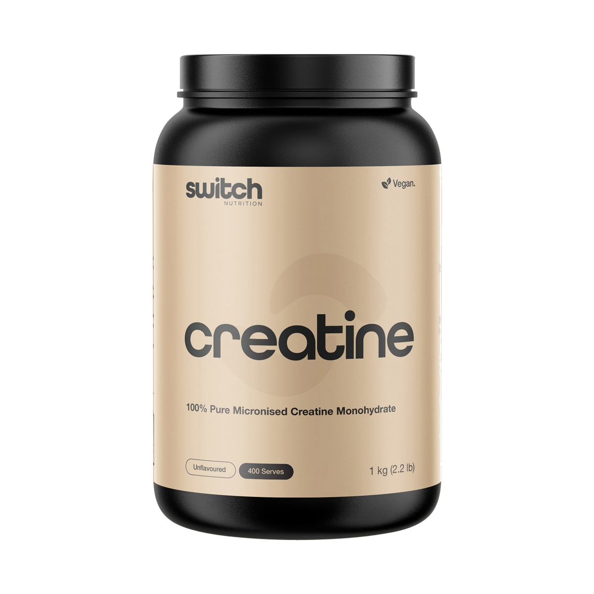 Switch Nutrition Creatine Monohydrate Unflavoured 1kg – 400 serves, white background packshot