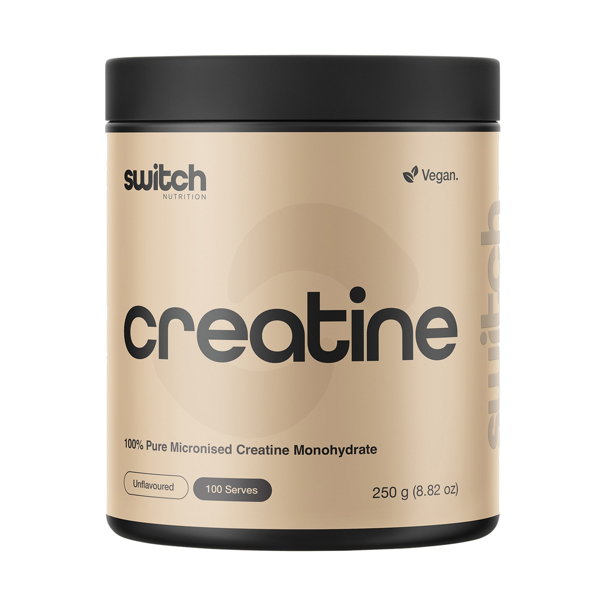 Switch Nutrition Creatine Monohydrate Unflavoured 250g – 100 serves, current pack on white background