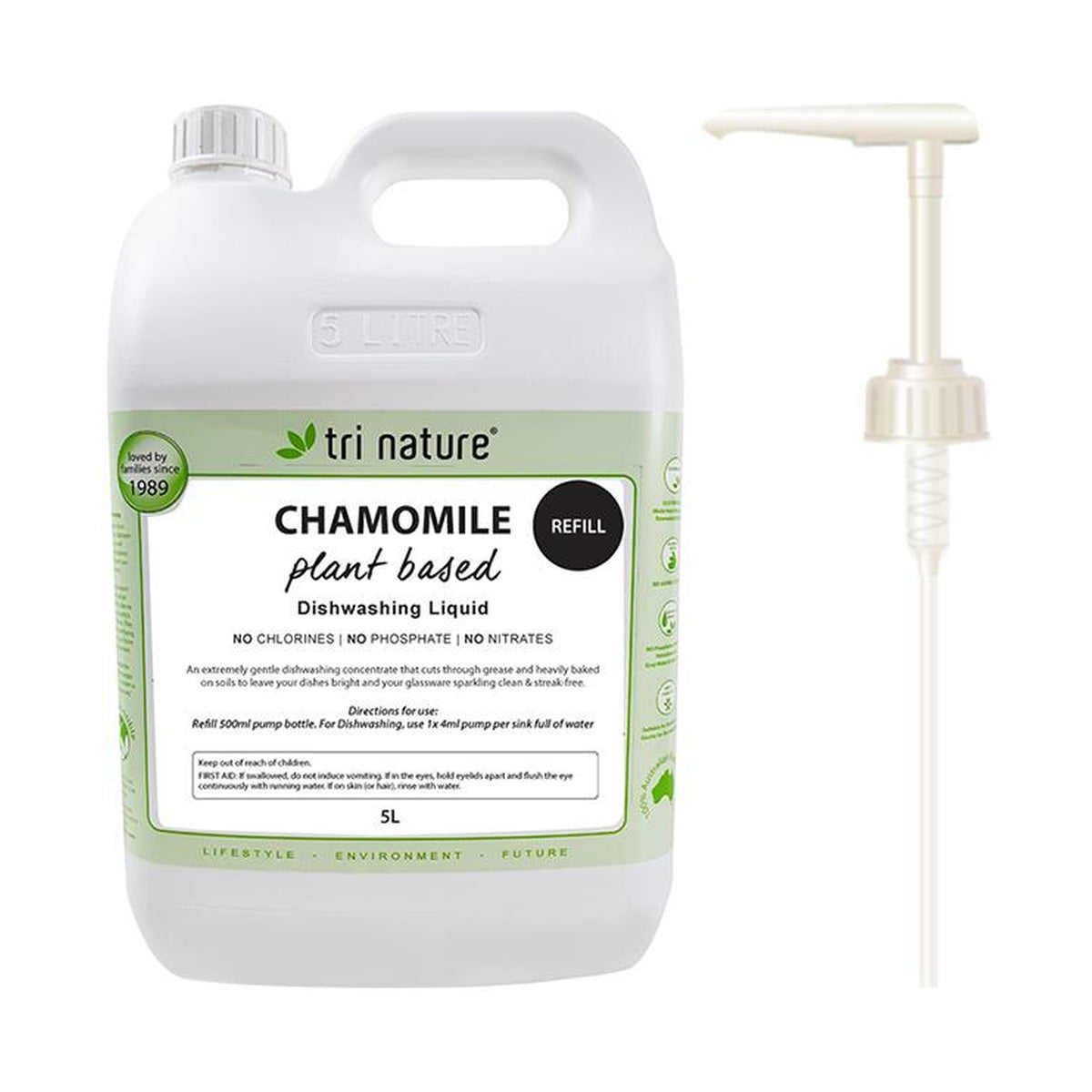 Tri Nature Chamomile Dishwashing Liquid Bulk with Pump 5L — product packshot