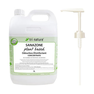 Tri Nature Sanazone Odourless Disinfectant Concentrate Bulk with pump 5L — product packshot