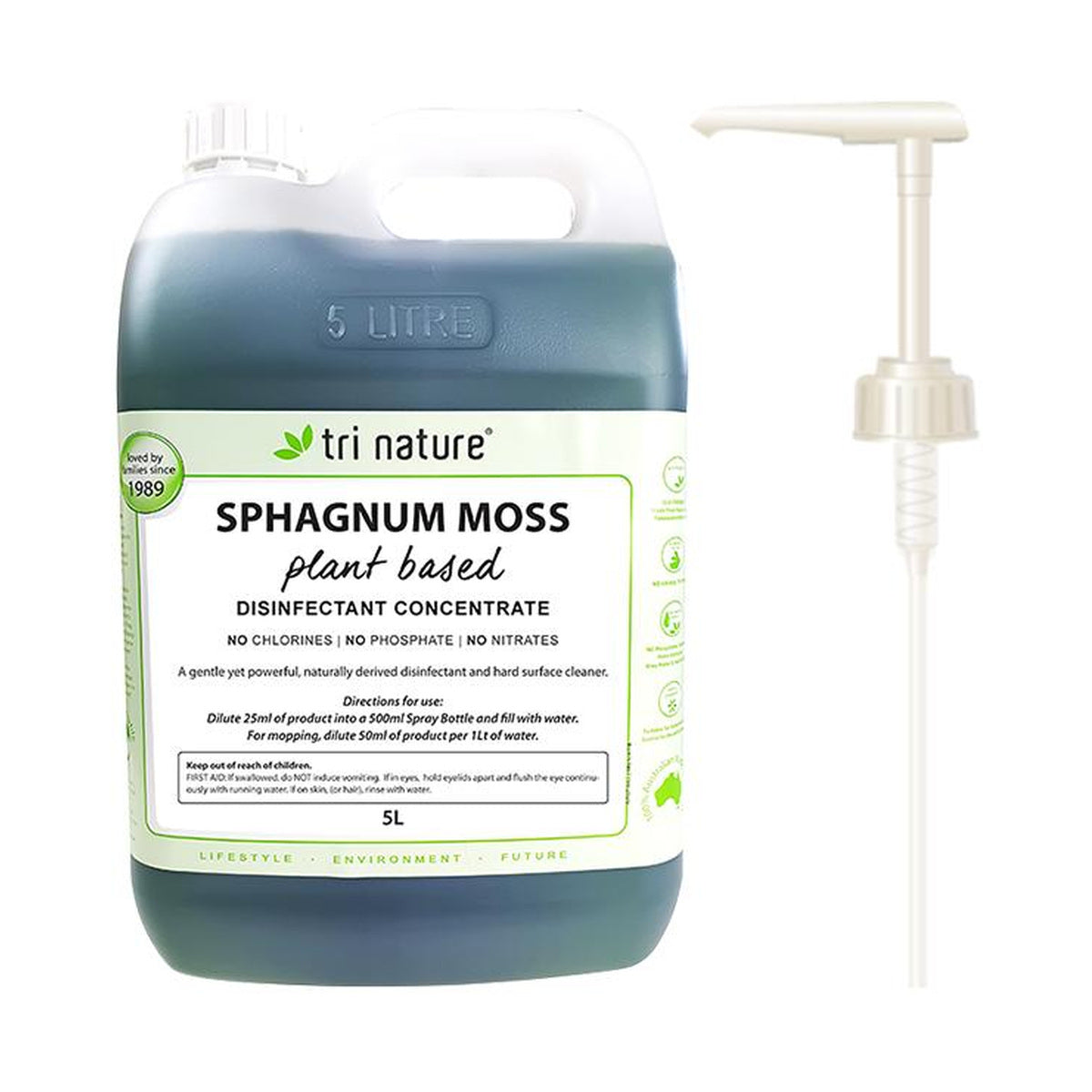 Tri Nature Sphagnum Moss Disinfectant Concentrate Bulk with pump 5L — product packshot