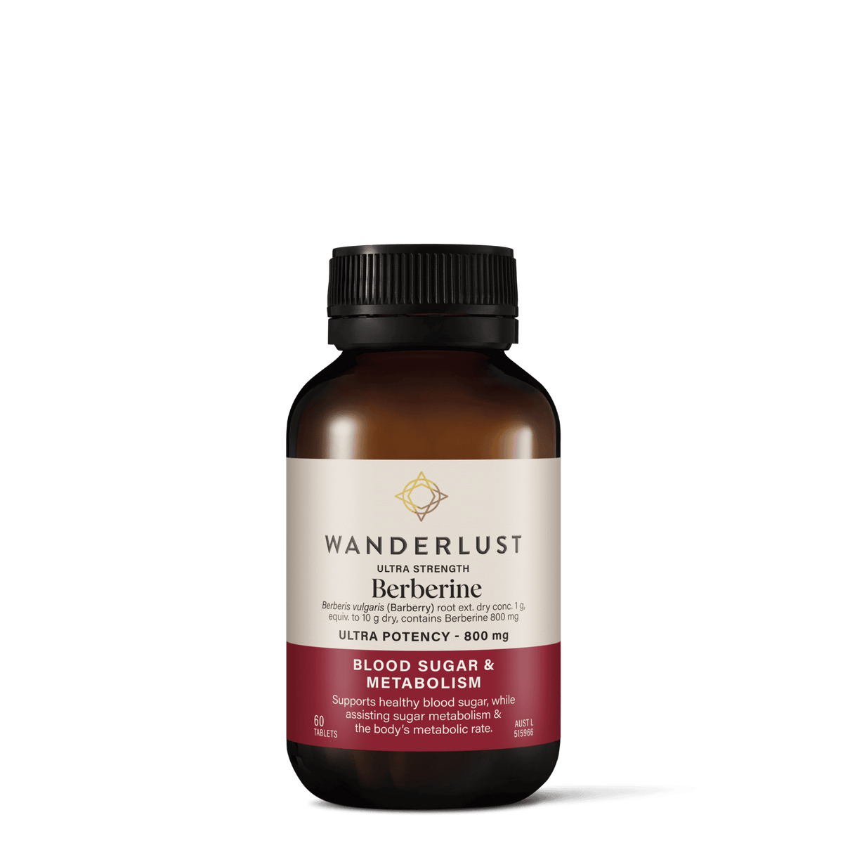 Wanderlust Ultra Strength Berberine 800mg 60 Tablets front packshot