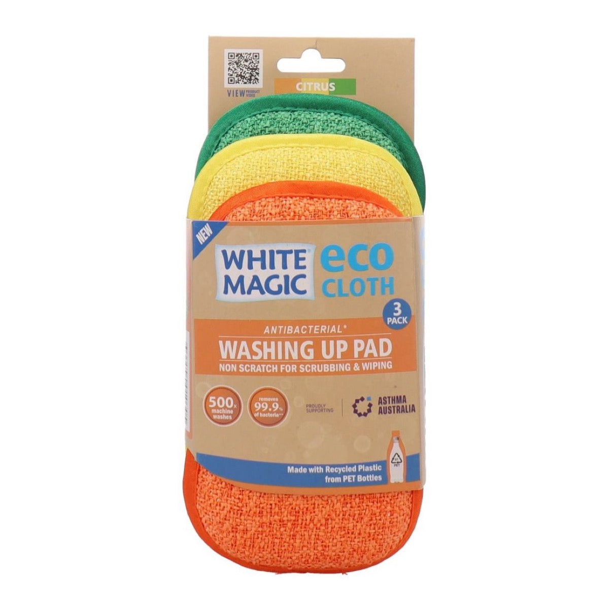 White Magic Eco Cloth Washing Up Pad 3Pack - Citrus