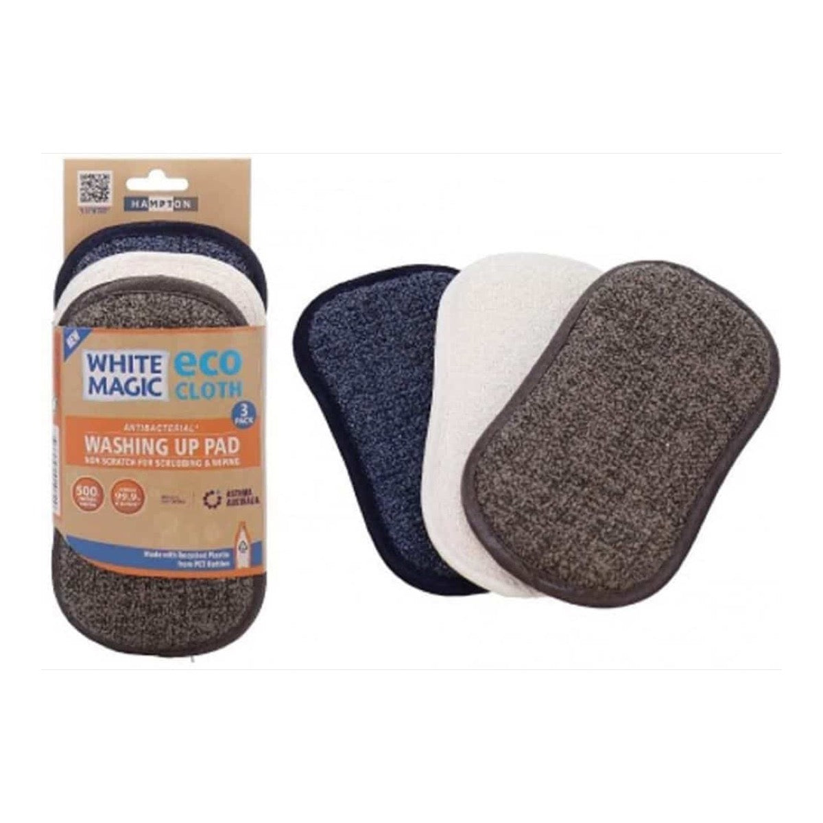 White Magic Eco Cloth Washing Up Pad 3Pack - Hampton