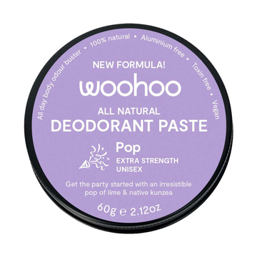 Woohoo Body Natural Deodorant Paste Tin Pop Extra Strength 60g front